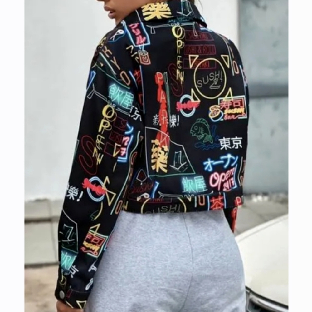 SHEIN | Asian Cuisine Print Jacket - Picture 5 of 5